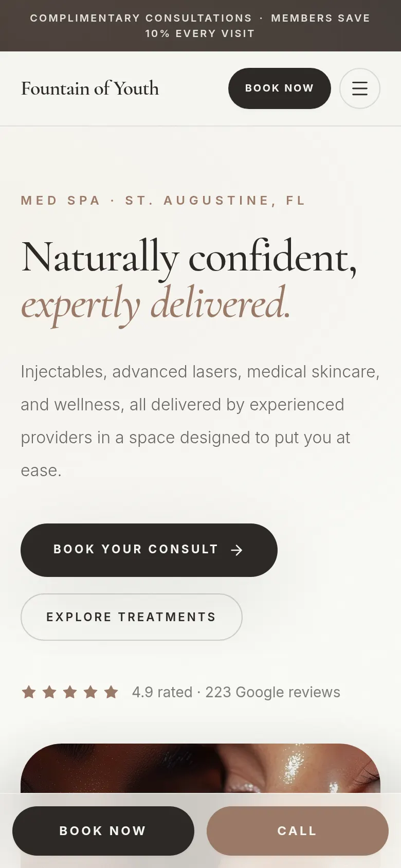 Foy Spa mobile website screenshot