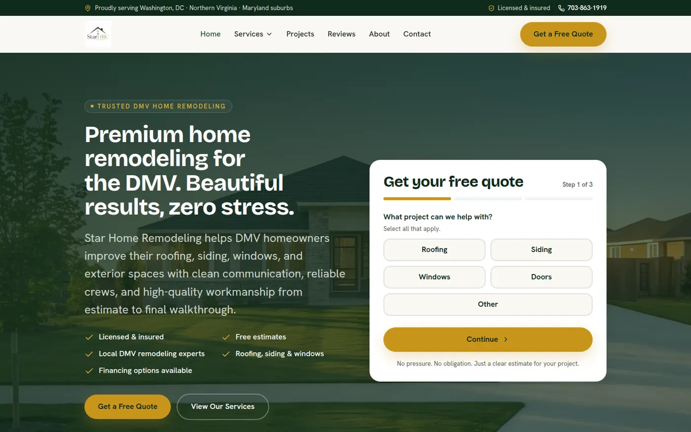 Star Home Remodeling website screenshot